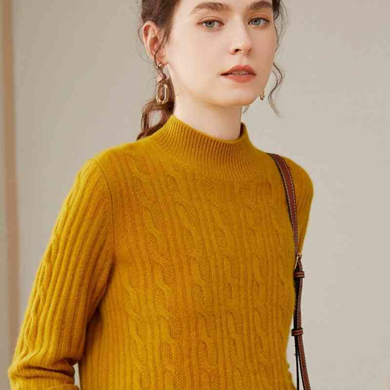 Pure Cashmere Shirt Women's Half Turtleneck Loose Thick Sweater