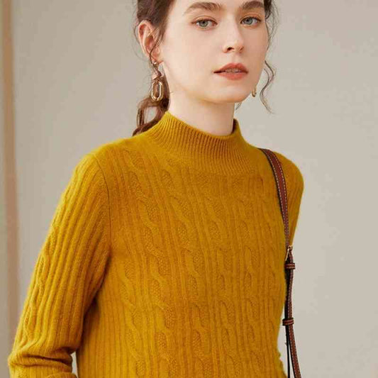 Pure Cashmere Shirt Women's Half Turtleneck Loose Thick Sweater