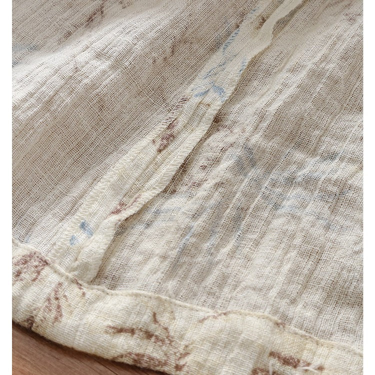 Cotton And Linen Lace-up Dress