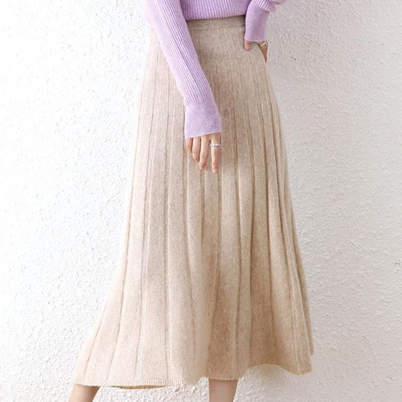 Mid-length Pure Wool Skirt