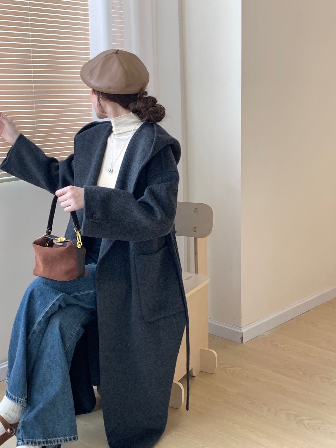 Hooded Double-sided Wool Overcoat